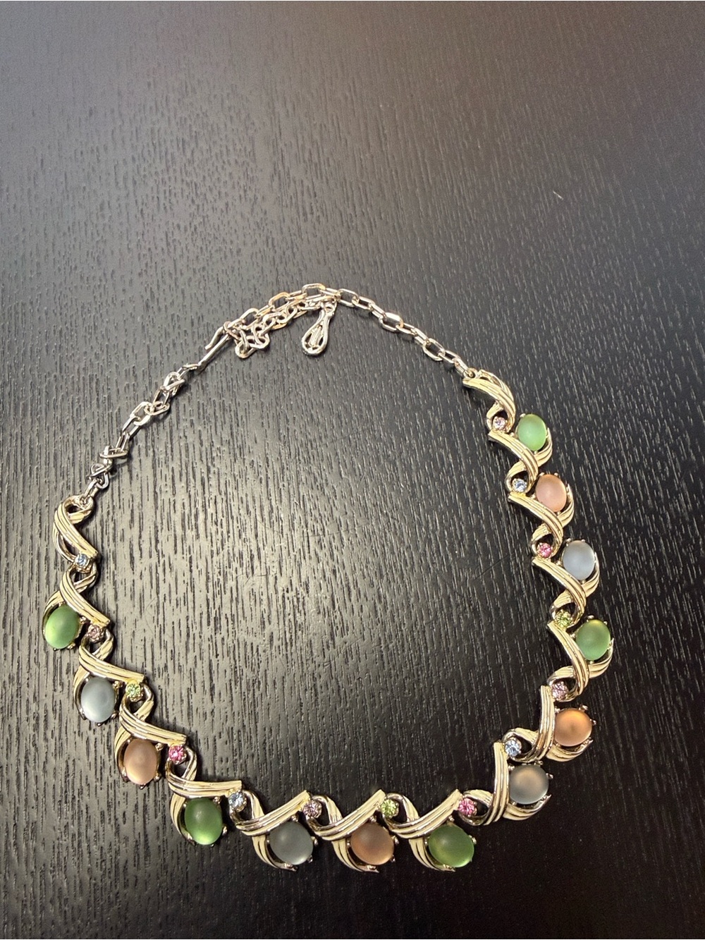 Vintage 1950s ART Arthur Pepper Frosted Glass Cabochon Necklace - Picture 2 of 6